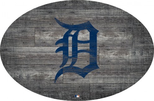Detroit Tigers 46&quot; Distressed Wood Oval Sign