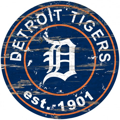 Detroit Tigers Distressed Round Sign