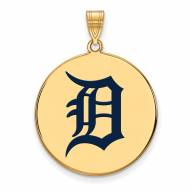 Detroit Tigers Sterling Silver Gold Plated Extra Large Enameled Disc Pendant