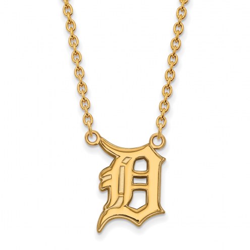 Detroit Tigers MLB Sterling Silver Gold Plated Large Pendant Necklace