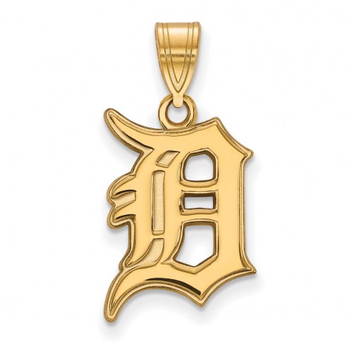 Detroit Tigers MLB Sterling Silver Gold Plated Large Pendant