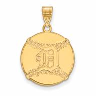 Detroit Tigers Sterling Silver Gold Plated Baseball Pendant