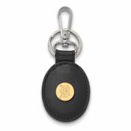 Detroit Tigers Sterling Silver Gold Plated Black Leather Key Chain