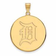 Detroit Tigers Sterling Silver Gold Plated Extra Large Disc Pendant