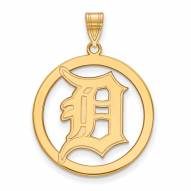 Detroit Tigers Sterling Silver Gold Plated Large Circle Pendant