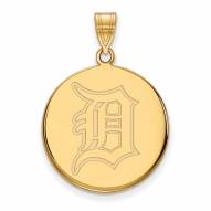 Detroit Tigers Sterling Silver Gold Plated Large Disc Pendant