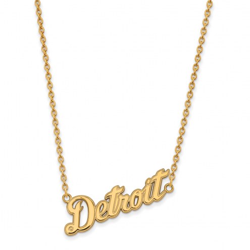 Detroit Tigers Sterling Silver Gold Plated Large Pendant Necklace