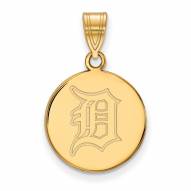 Detroit Tigers Sterling Silver Gold Plated Medium Disc Pendant