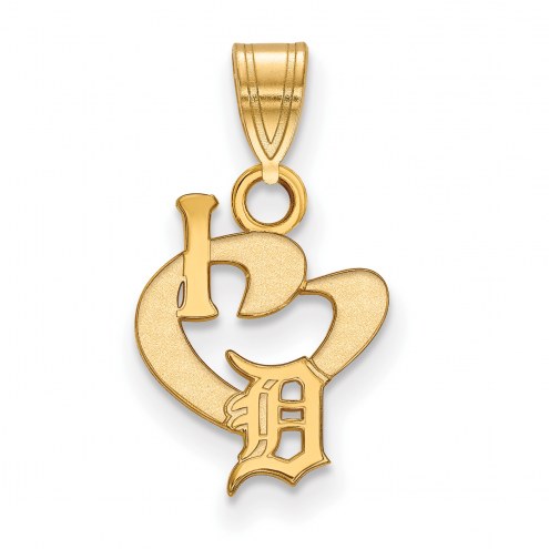 Detroit Tigers Sterling Silver Gold Plated Small I Love Logo Pendant