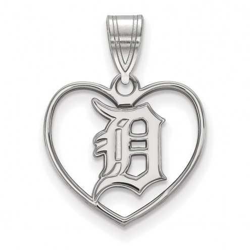 Detroit Tigers Sterling Silver Heart Pendant
