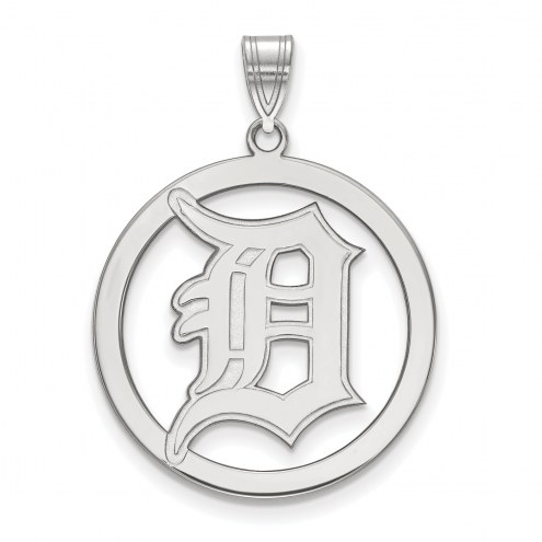 Detroit Tigers Sterling Silver Large Circle Pendant