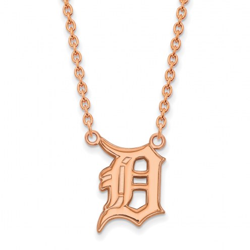 Detroit Tigers Sterling Silver Rose Gold Plated Large Pendant Necklace