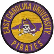 East Carolina Pirates 12" Circle with State Sign
