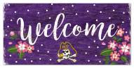 East Carolina Pirates 6" x 12" Floral Welcome Sign
