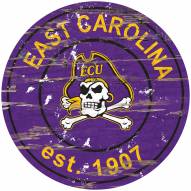 East Carolina Pirates Distressed Round Sign