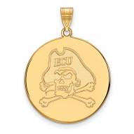 East Carolina Pirates Sterling Silver Gold Plated Extra Large Disc Pendant