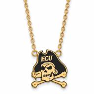 East Carolina Pirates Sterling Silver Gold Plated Large Enameled Pendant Necklace