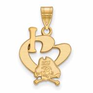 East Carolina Pirates Sterling Silver Gold Plated Large I Love Logo Pendant