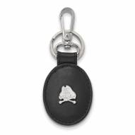 East Carolina Pirates Sterling Silver Black Leather Oval Key Chain