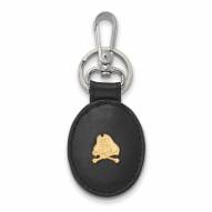 East Carolina Pirates Sterling Silver Gold Plated Black Leather Key Chain
