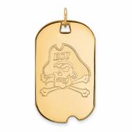 East Carolina Pirates Sterling Silver Gold Plated Large Dog Tag