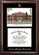 Eastern Michigan Eagles Gold Embossed Diploma Frame with Campus Images Lithograph
