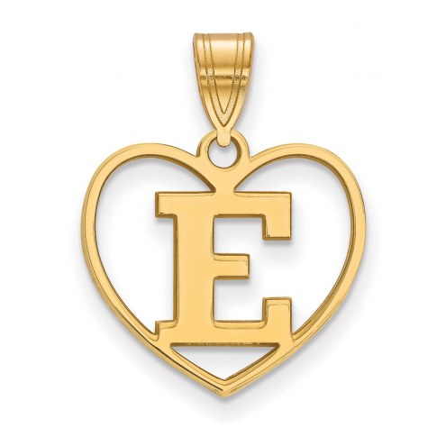 Eastern Michigan Eagles Sterling Silver Gold Plated Heart Pendant
