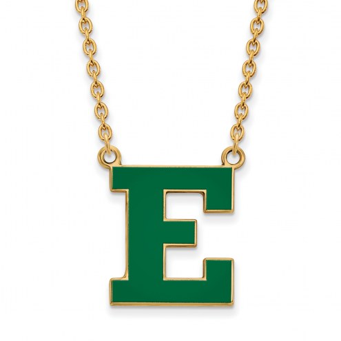 Eastern Michigan Eagles Sterling Silver Gold Plated Large Pendant Necklace