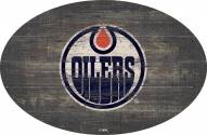 Edmonton Oilers 46" Distressed Wood Oval Sign