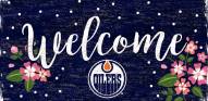 Edmonton Oilers 6" x 12" Floral Welcome Sign