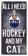 Edmonton Oilers 6" x 12" Hockey & My Cat Sign