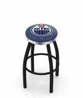 Edmonton Oilers Black Swivel Barstool with Chrome Accent Ring