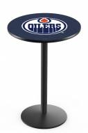 Edmonton Oilers Black Wrinkle Bar Table with Round Base