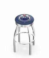Edmonton Oilers Chrome Swivel Barstool with Ribbed Accent Ring