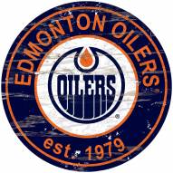 Edmonton Oilers Distressed Round Sign