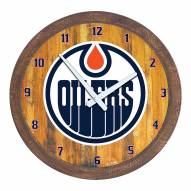 Edmonton Oilers "Faux" Barrel Top Wall Clock