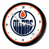 Edmonton Oilers Retro Lighted Wall Clock