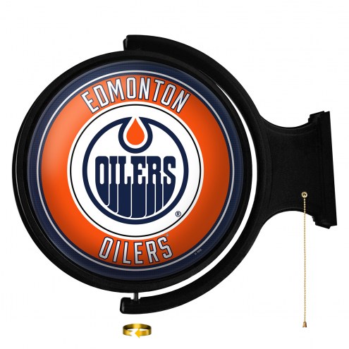 Edmonton Oilers Round Rotating Lighted Wall Sign