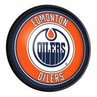 Edmonton Oilers Round Slimline Lighted Wall Sign