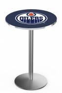 Edmonton Oilers Stainless Steel Bar Table with Round Base