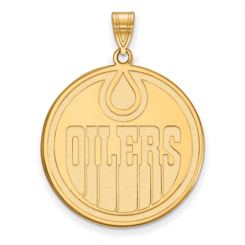 Edmonton Oilers Sterling Silver Gold Plated Extra Large Pendant