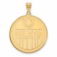 Edmonton Oilers Sterling Silver Gold Plated Extra Large Pendant