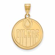 Edmonton Oilers Sterling Silver Gold Plated Large Pendant
