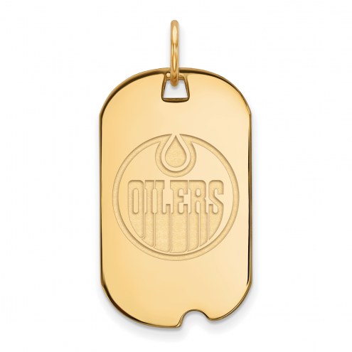 Edmonton Oilers Sterling Silver Gold Plated Small Dog Tag