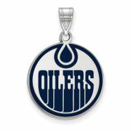 Edmonton Oilers Sterling Silver Large Enameled Pendant