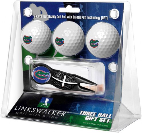 Florida Gators Black Crosshair Divot Tool & 3 Golf Ball Gift Pack