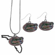 Florida Gators Dangle Earrings & State Necklace Set