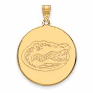 Florida Gators Sterling Silver Gold Plated Extra Large Disc Pendant