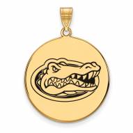 Florida Gators Sterling Silver Gold Plated Extra Large Enameled Disc Pendant