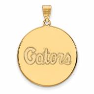 Florida Gators Sterling Silver Gold Plated Extra Large Disc Pendant